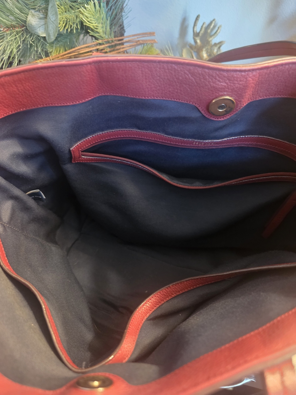 Cole Haan Burgundy Pebbled Leather Tote - Picture 3 of 4